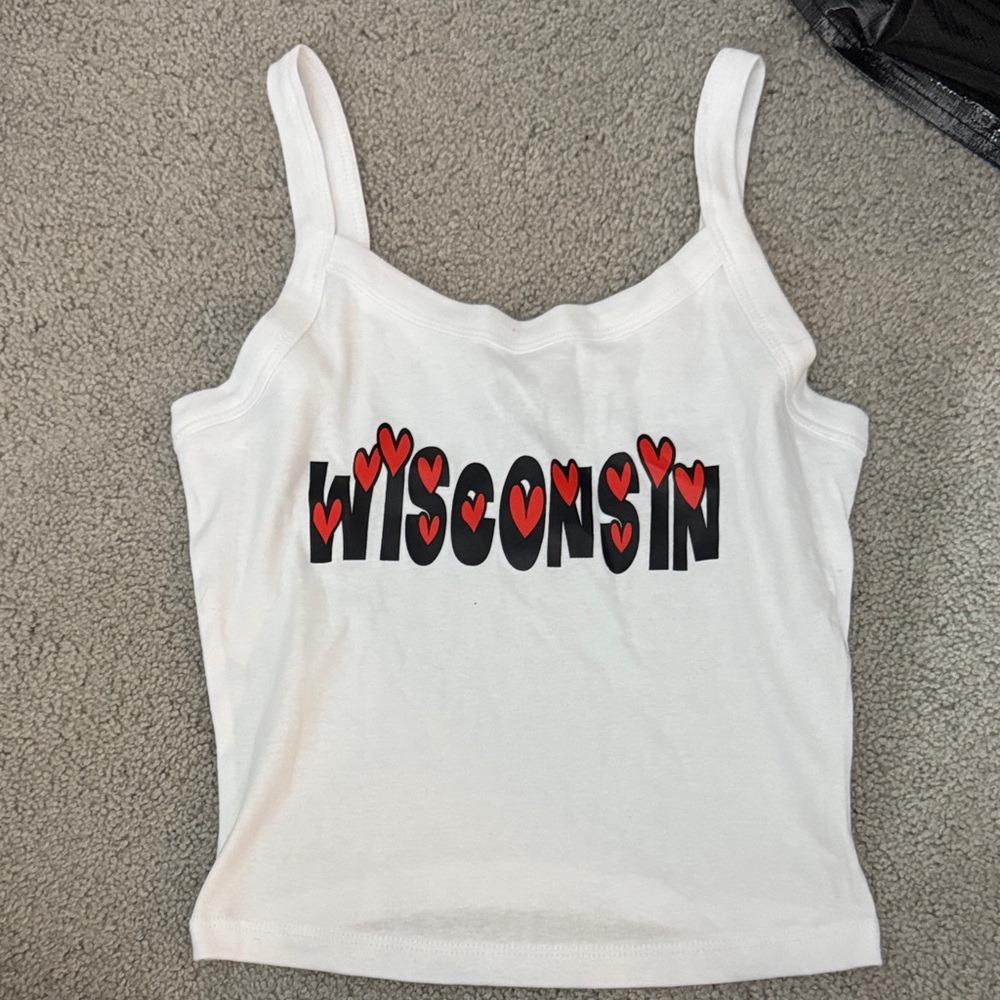 Bella Canvas White Wisconsin Heart Tank Top